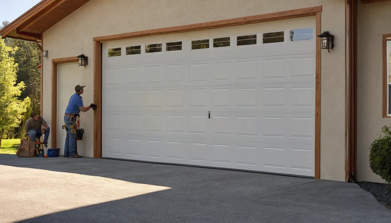 Independent provider installing a new garage door on a North Salt Lake home while the family looks on